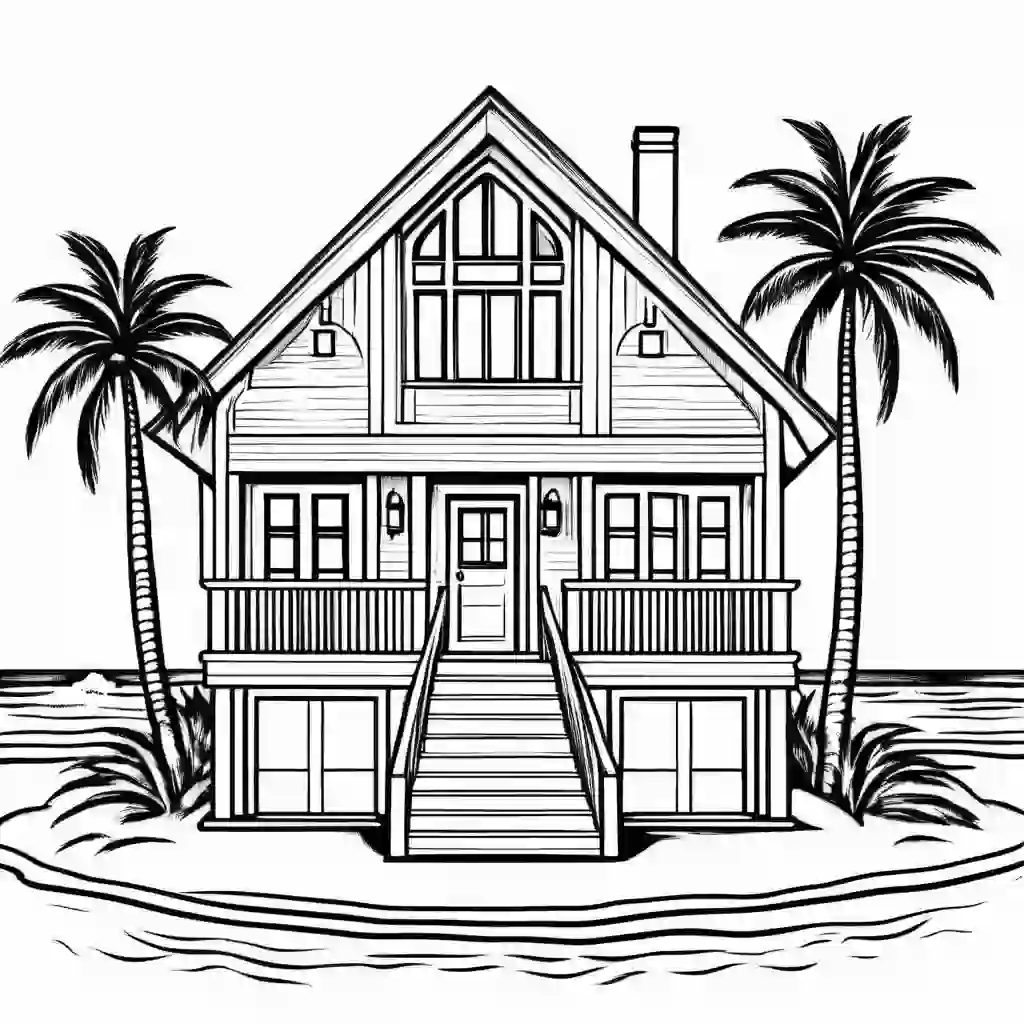 Beach Houses coloring pages